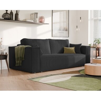 Minkšta sofa BALI su miego funkcija ir patalynės dėže Spalvos: Poso 135 (Antracitas)