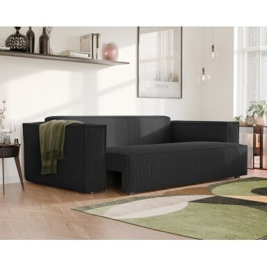 Minkšta sofa BALI su miego funkcija ir patalynės dėže Spalvos: Poso 135 (Antracitas)
