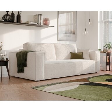Minkšta kanapa sofa BALI su miego funkcija ir patalynės dėže Spalvos: Boucle C1 (Kreminė)