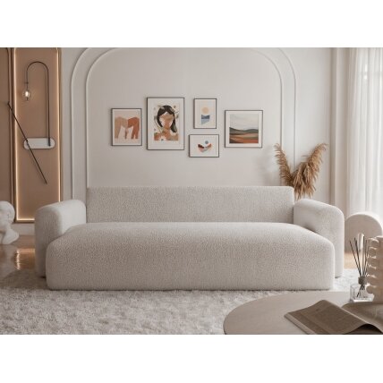 Trivietė išskleidžiama sofa JOBO su patalynės dėže Spalvos: Boucle C1 (kreminė) 1 Trivietė išskleidžiama sofa JOBO su patalynės dėže Spalvos: Boucle C1 (kreminė) 1