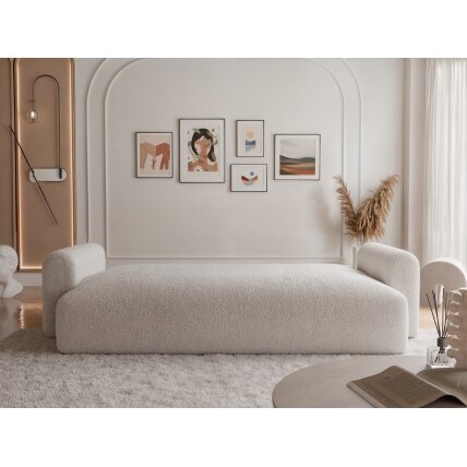 Trivietė išskleidžiama sofa JOBO su patalynės dėže Spalvos: Boucle C1 (kreminė) 2 Trivietė išskleidžiama sofa JOBO su patalynės dėže Spalvos: Boucle C1 (kreminė) 2