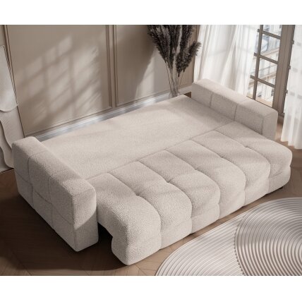 Trivietė išskleidžiama sofa MOLLY su patalynės dėže Spalvos: Quelle 05 (Pilka smėlio) 4 Trivietė išskleidžiama sofa MOLLY su patalynės dėže Spalvos: Quelle 05 (Pilka smėlio) 4