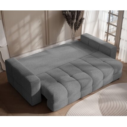 Trivietė išskleidžiama sofa MOLLY su patalynės dėže Spalvos: Quelle 92 (Pilka) 3 Trivietė išskleidžiama sofa MOLLY su patalynės dėže Spalvos: Quelle 92 (Pilka) 3