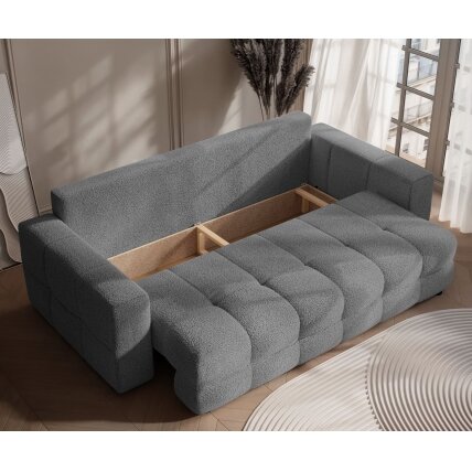 Trivietė išskleidžiama sofa MOLLY su patalynės dėže Spalvos: Quelle 92 (Pilka) 4 Trivietė išskleidžiama sofa MOLLY su patalynės dėže Spalvos: Quelle 92 (Pilka) 4