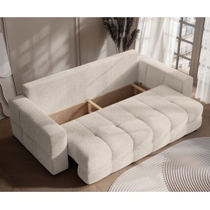 Išskleidžiama trivietė sofa MOLLY su patalynės dėže Spalvos: Quelle 02 (Kreminė) 4 Išskleidžiama trivietė sofa MOLLY su patalynės dėže Spalvos: Quelle 02 (Kreminė) 4
