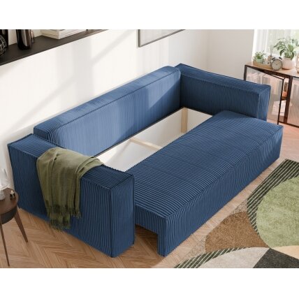 Minkšta kanapa sofa BALI su miego funkcija ir patalynės dėže Spalvos: Poso 05 (Tamsiai mėlyna) 1