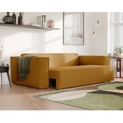 Minkšta kampinė sofa BALI su miego funkcija ir patalynės dėže Spalvos: Poso 01 (geltona) 6
