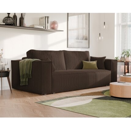 Minkšta kanapa sofa BALI su miego funkcija ir patalynės dėže Spalva: Poso 06 (Ruda)