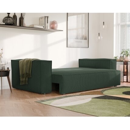 Minkšta kanapa sofa BALI su miego funkcija ir patalynės dėže Spalvos: Poso 14 (Butelių žalia) 1