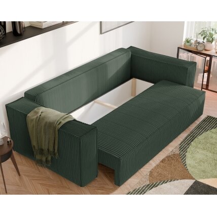 Minkšta kanapa sofa BALI su miego funkcija ir patalynės dėže Spalvos: Poso 14 (Butelių žalia) 5