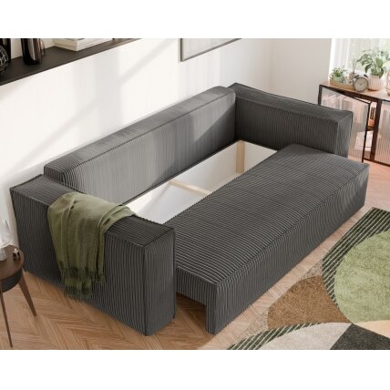 Minkšta kanapa-sofa BALI su miego funkcija ir patalynės dėže Spalvos: Poso 34 (Tamsiai pilka) 1
