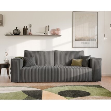 Minkšta kanapa-sofa BALI su miego funkcija ir patalynės dėže Spalvos: Poso 34 (Tamsiai pilka) 5