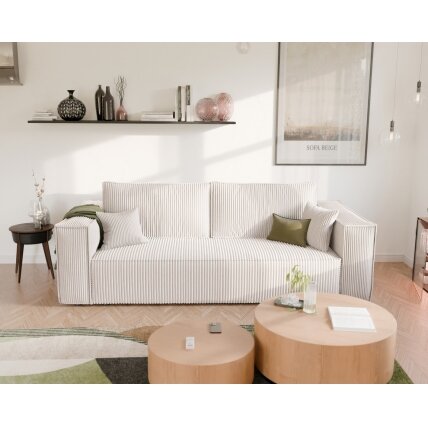 Minkšta sofa-lova BALI su miego funkcija ir patalynės dėže Spalvos: Poso 100 (Kreminė) 6