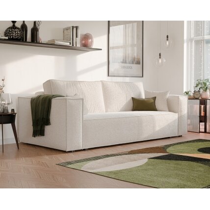 Minkšta kanapa sofa BALI su miego funkcija ir patalynės dėže Spalvos: Boucle C1 (Kreminė) 1