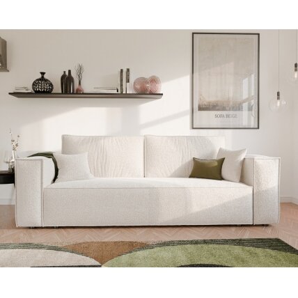 Minkšta kanapa sofa BALI su miego funkcija ir patalynės dėže Spalvos: Boucle C1 (Kreminė) 2