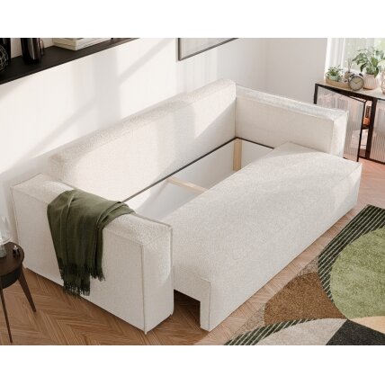 Minkšta kanapa sofa BALI su miego funkcija ir patalynės dėže Spalvos: Boucle C1 (Kreminė) 5