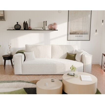Minkšta kanapa sofa BALI su miego funkcija ir patalynės dėže Spalvos: Boucle C1 (Kreminė) 6