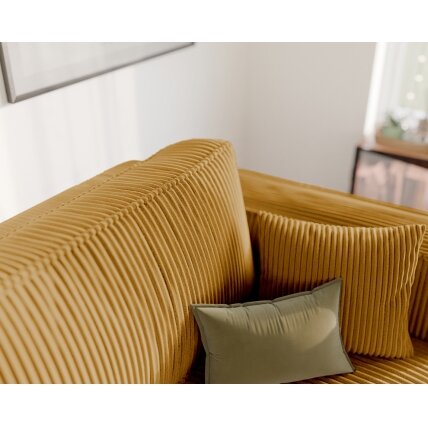 Minkšta kampinė sofa BALI su miego funkcija ir patalynės dėže Spalvos: Poso 01 (geltona) 1