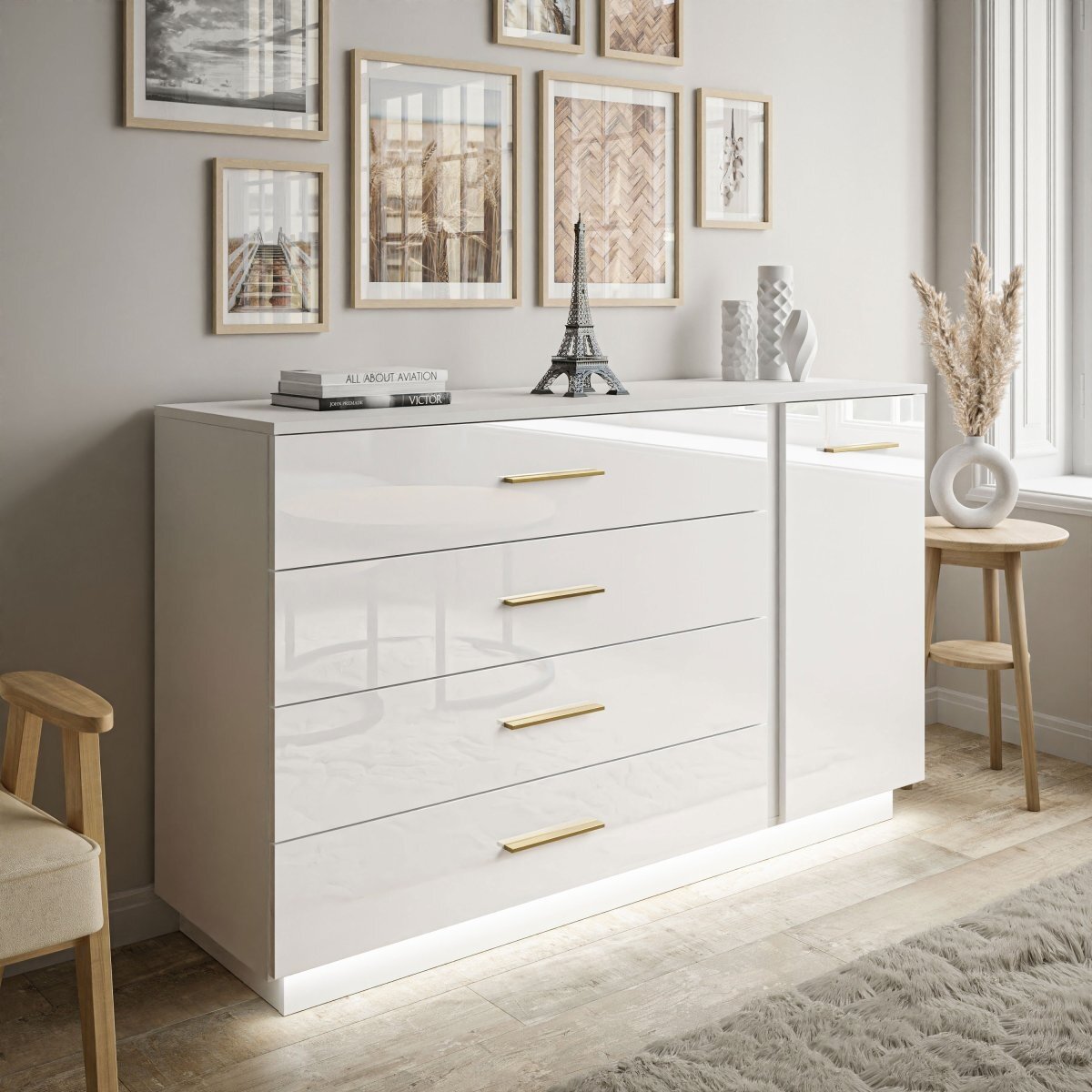 Komoda LUNA II White Gold (Blizgi) Komoda LUNA II White Gold (Blizgi)