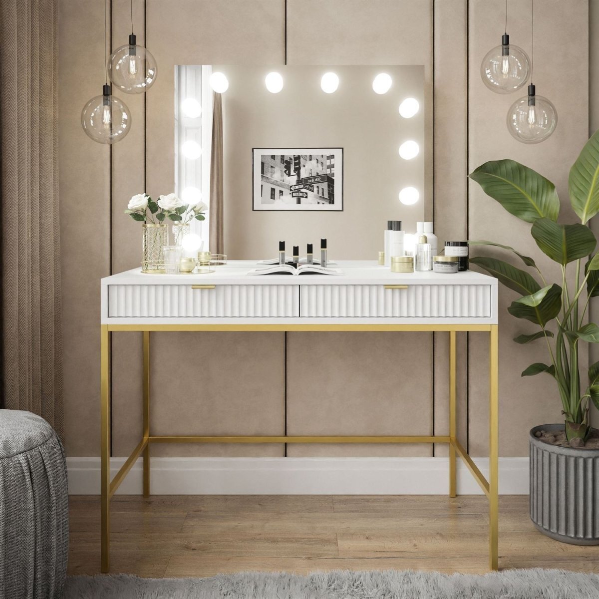 Kosmetinis staliukas KARD Elite Gold Baltas 8 Kosmetinis staliukas KARD Elite Gold Baltas 8