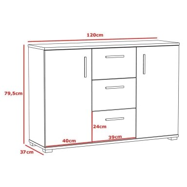 Komoda ARIZONA 120 2D3S White