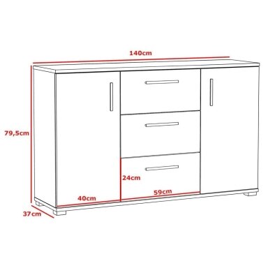 Komoda ARIZONA 140 2D3S White