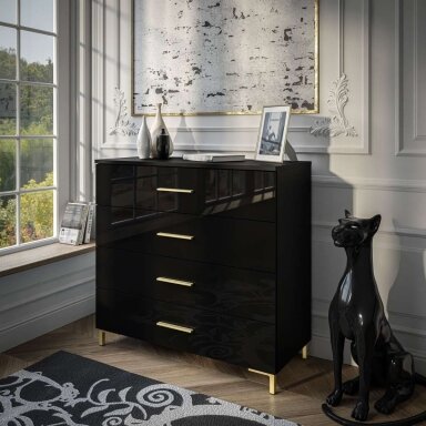 Komoda LUNA Black+ (Blizgi)