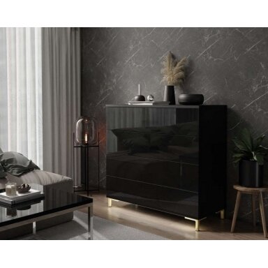 Komoda LUNA Black Gold (Blizgi)