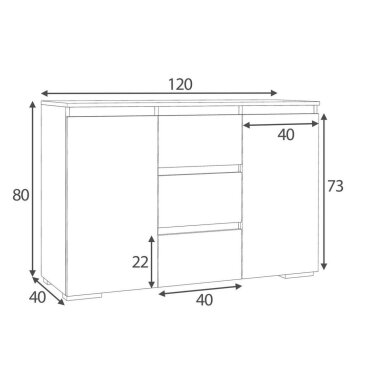 Komoda svetainei NEO 120 White