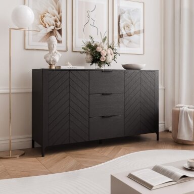 Komoda su stalčiais LORIEN 153 cm Spalvos: Juoda painflow