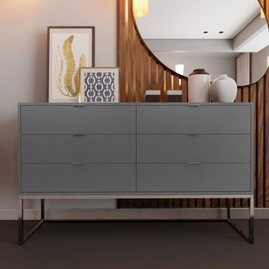 Komoda su stalčiais MILO ant metalinio rėmo 140 cm Spalvos: chromas / platina