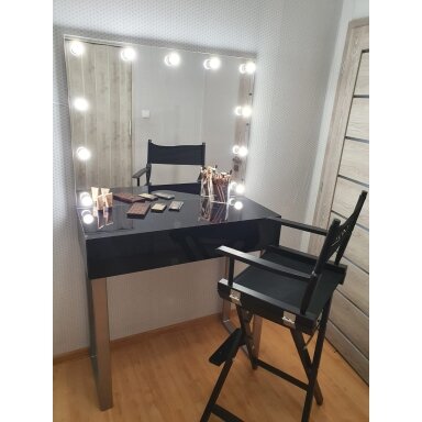 Kosmetinis staliukas 100cm juodas blizgus chrominės kojos