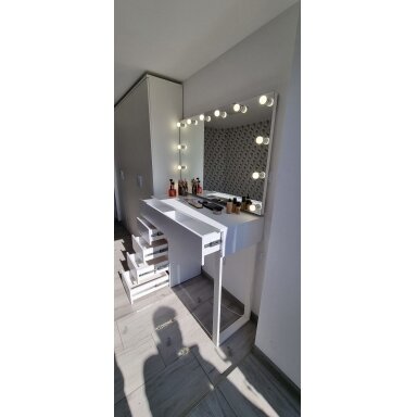 Kosmetinis staliukas 120cm su veidrodžiu silver 80x120