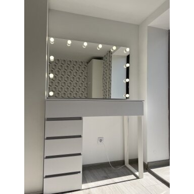 Kosmetinis staliukas 120cm su veidrodžiu silver 80x120