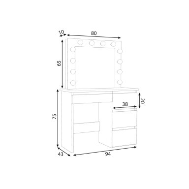 Kosmetinis staliukas BETA 12 LED baltas