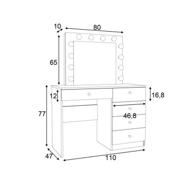 Kosmetinis staliukas Cristal 12 LED