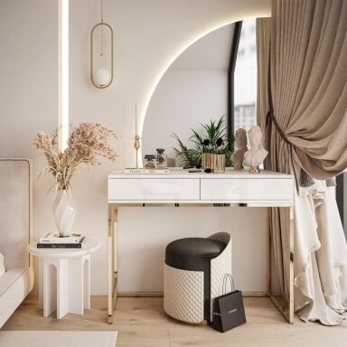 Kosmetinis staliukas Queen LUXURY White (Blizgus)