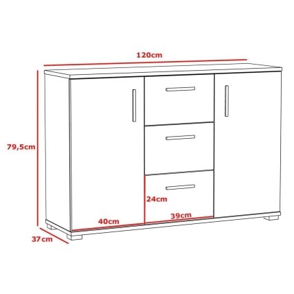Komoda ARIZONA 120 2D3S White 1 Komoda ARIZONA 120 2D3S White 1