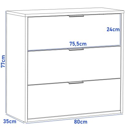 Komoda LINEA 80 cm su 3 stalčiais – Craft ąžuolo 2
