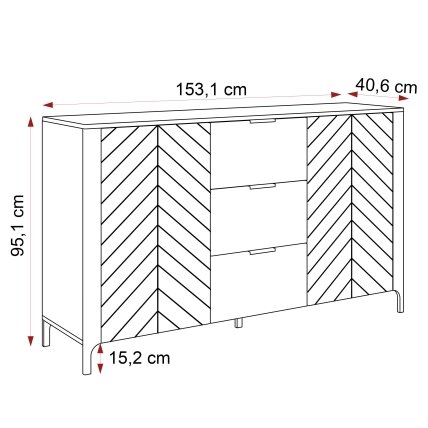 Komoda su stalčiais LORIEN 153 cm Spalvos: Juoda painflow 6