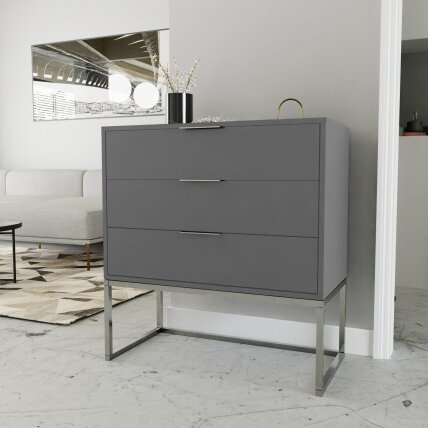 Komoda su stalčiais MILO ant metalinio rėmo 80 cm Spalvos: Chromas / platina