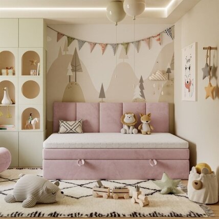 Kontinentinė lova ELZA MINI, Rožinė 2 Kontinentinė lova ELZA MINI, Rožinė 2