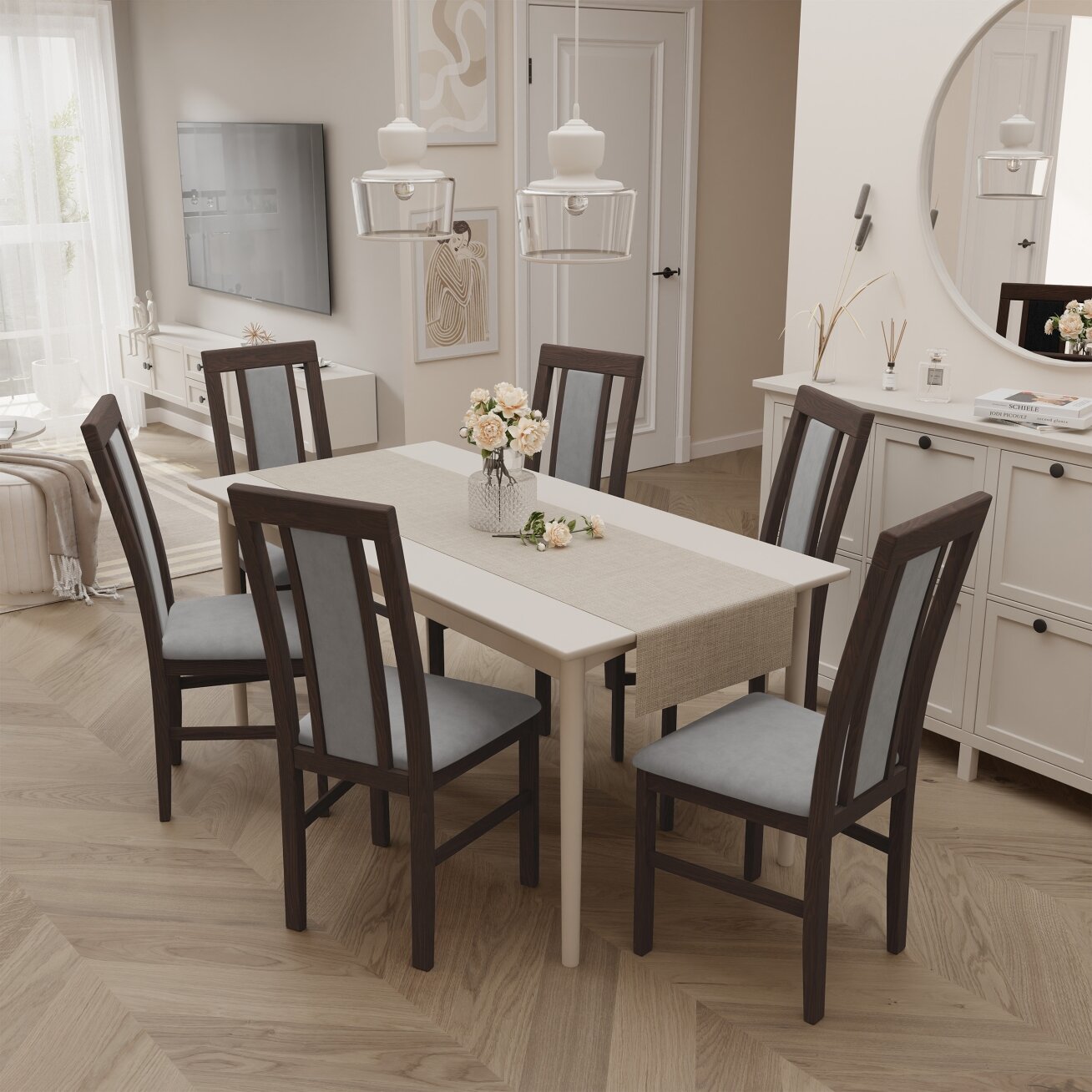 Valgomojo kėdė RAW Spalvos: Riviera 91 (Šviesiai pilka), medienos atspalvis: Riešutas 2 Valgomojo kėdė RAW Spalvos: Riviera 91 (Šviesiai pilka), medienos atspalvis: Riešutas 2