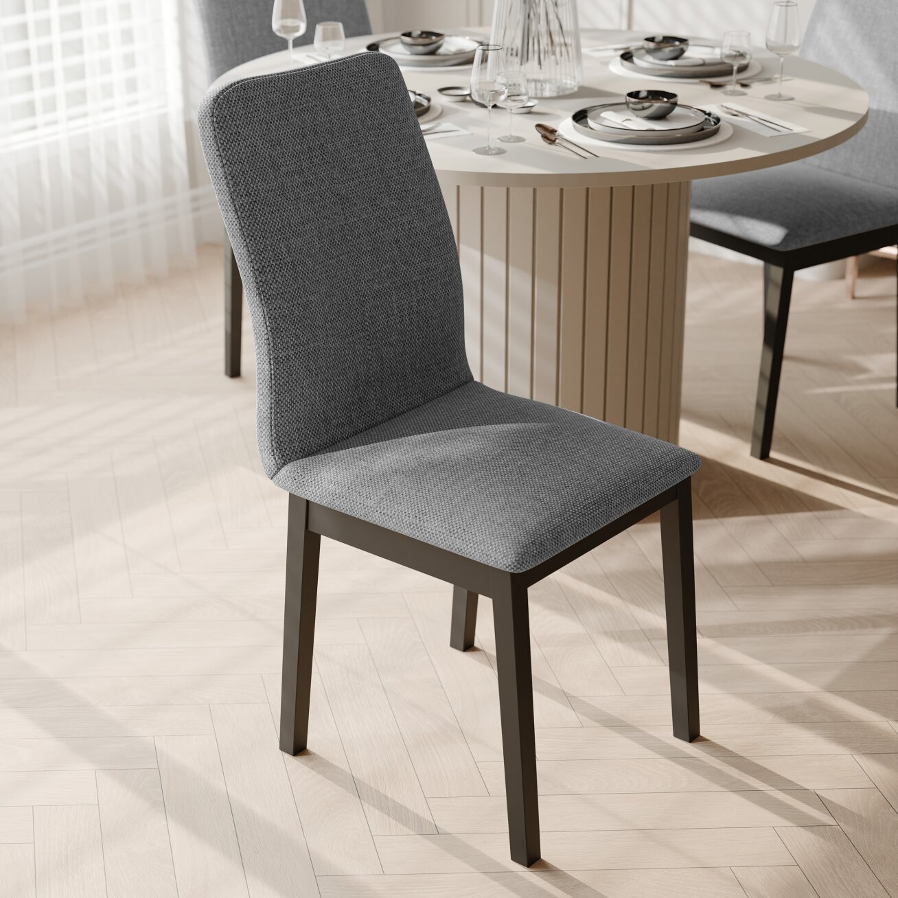 Valgomojo minkšta kėdė RAVO Spalvos: Inari 91 (Pilka), medienos spalva: Juoda Valgomojo minkšta kėdė RAVO Spalvos: Inari 91 (Pilka), medienos spalva: Juoda