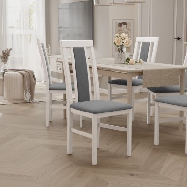Valgomojo kėdė RAW Spalvos: Riviera 91 (Šviesiai pilka), Medžio atspalvis: Balta