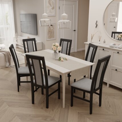 Valgomojo kėdė RAW Spalvos: Riviera 91 (šviesiai pilka), medienos atspalvis: juoda 2 Valgomojo kėdė RAW Spalvos: Riviera 91 (šviesiai pilka), medienos atspalvis: juoda 2