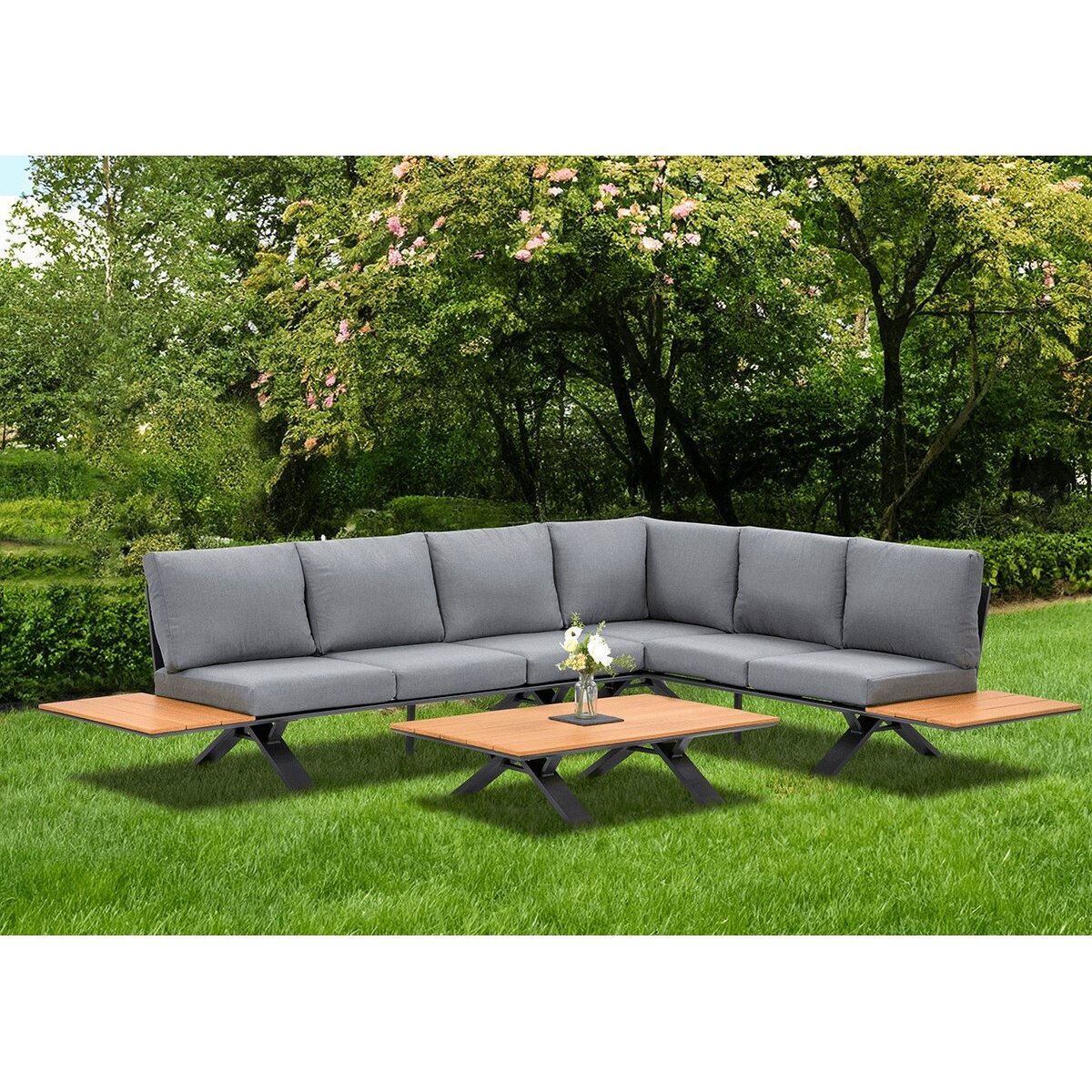 Lauko baldai kampas SORRENTO WOOD Graphite 12