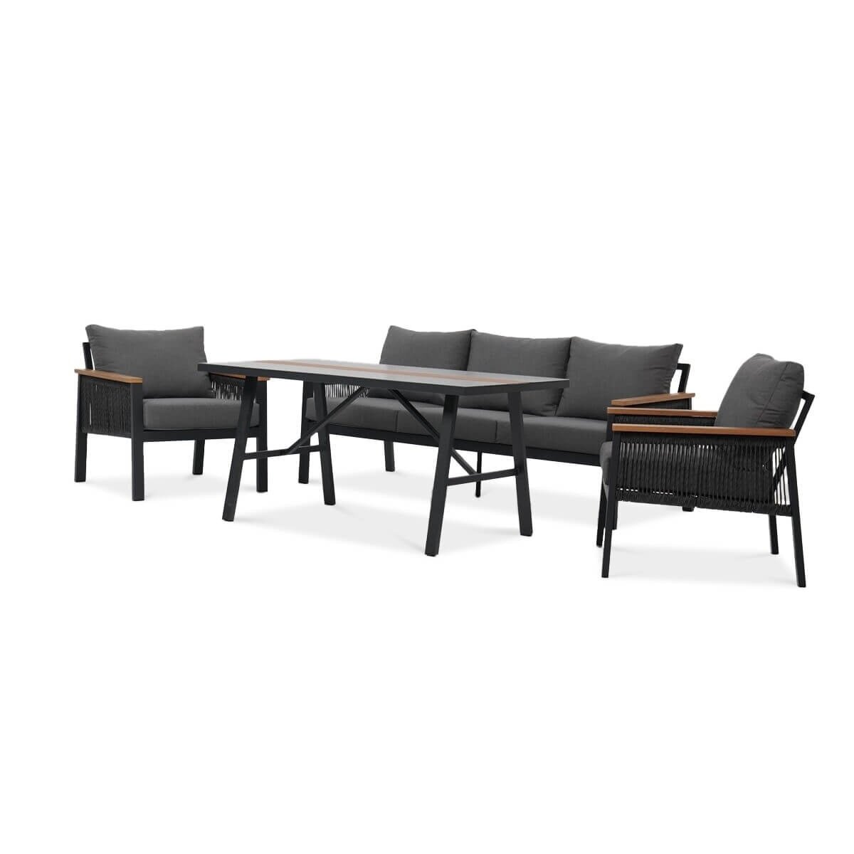 Lauko baldai terasai ASCONA DINING GREY 2+1 6 Lauko baldai terasai ASCONA DINING GREY 2+1 6