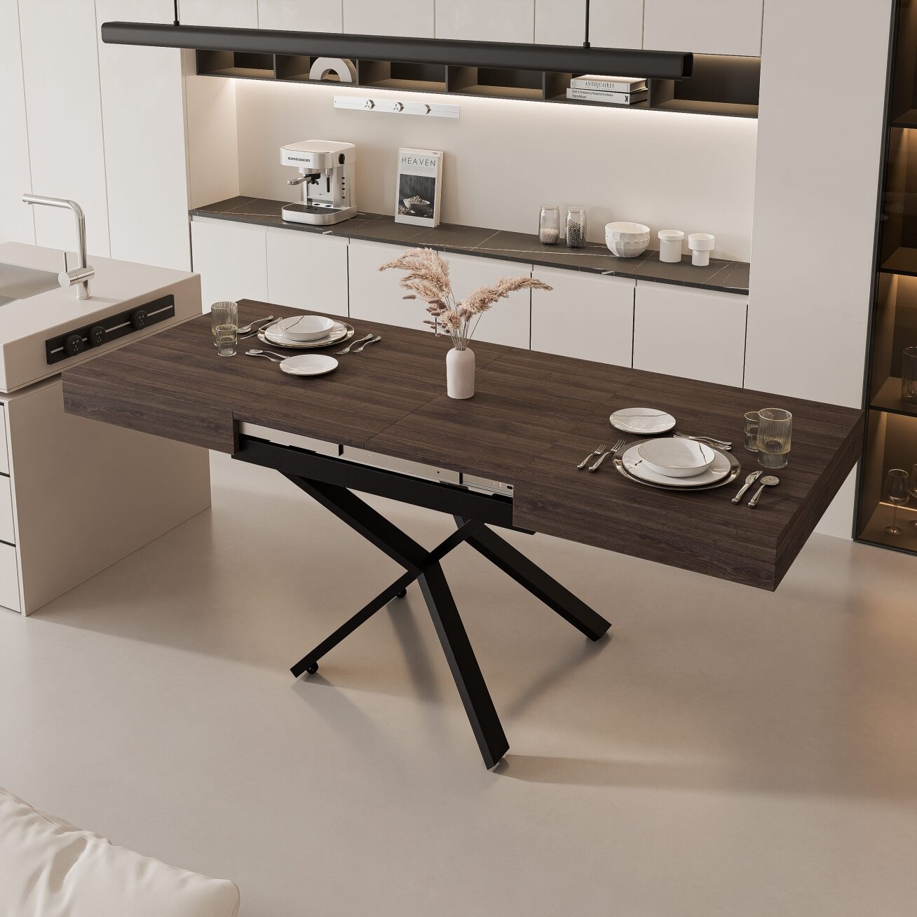 Išskleidžiamas kavos staliukas SANELLE X su aukščio reguliavimo funkcija Spalvos: Juoda / anthracite sherman oak 1 Išskleidžiamas kavos staliukas SANELLE X su aukščio reguliavimo funkcija Spalvos: Juoda / anthracite sherman oak 1