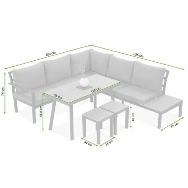 Lauko baldai kampas HAMILTON DINING Dark Grey - AVRAHOME